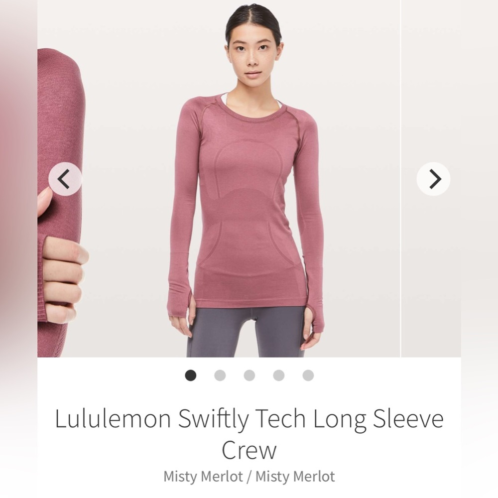Lululemon Swiftly Tech Long Sleeve Crew
Misty Merlot / size 4